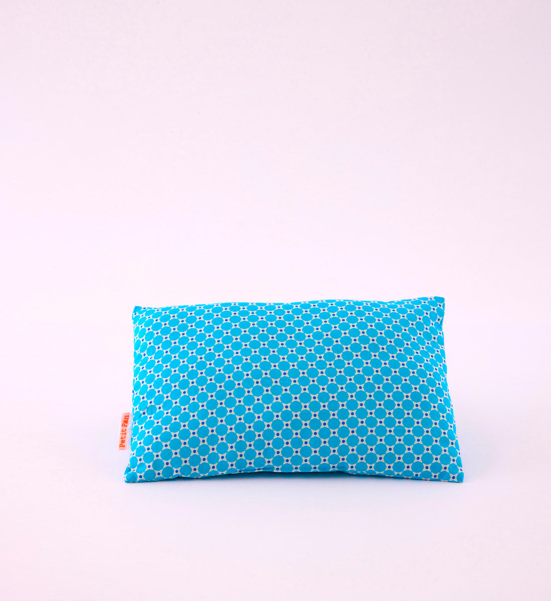 Coussin mini Mimoun bleu avec des motifs géométriques arrondis