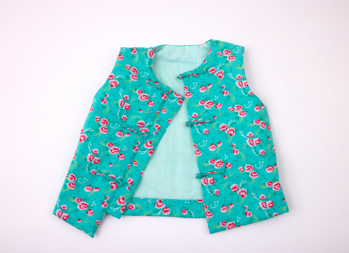 Gilet molletonné turquoise Pivoine Céladon