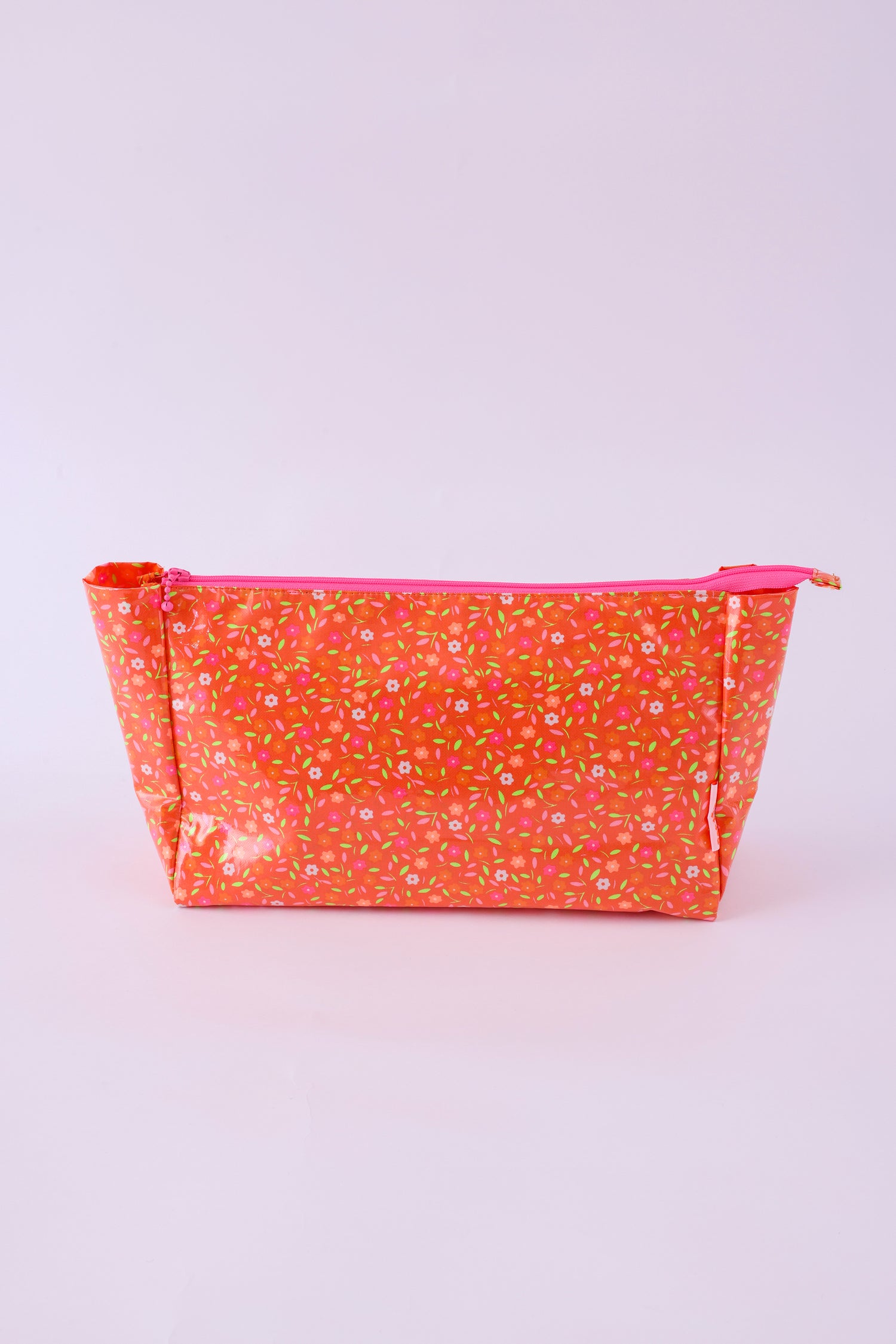 Large Peace and Love tangerine toiletry bag