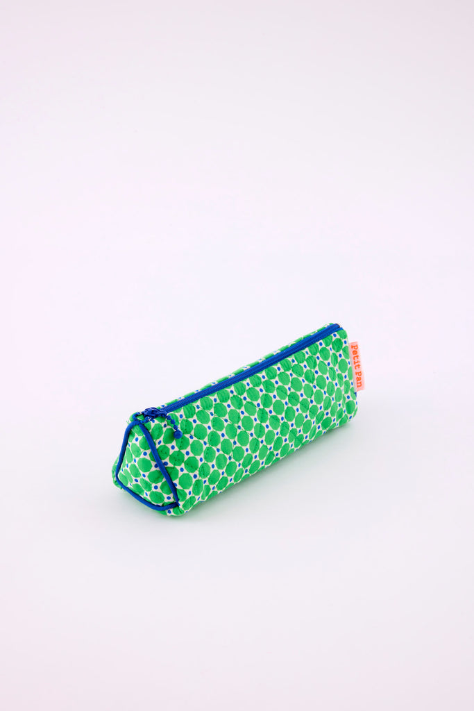 Trousse école Mimoun verte avec des motifs géométriques arrondis 