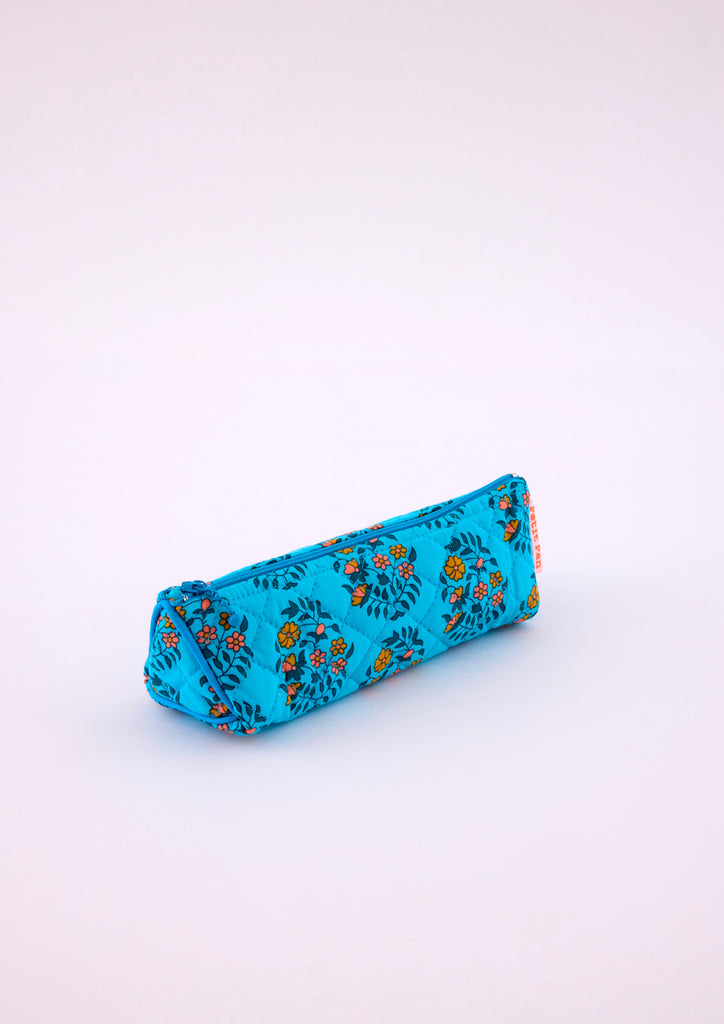 Trousse école Shalin turquoise avec des motifs fleuris