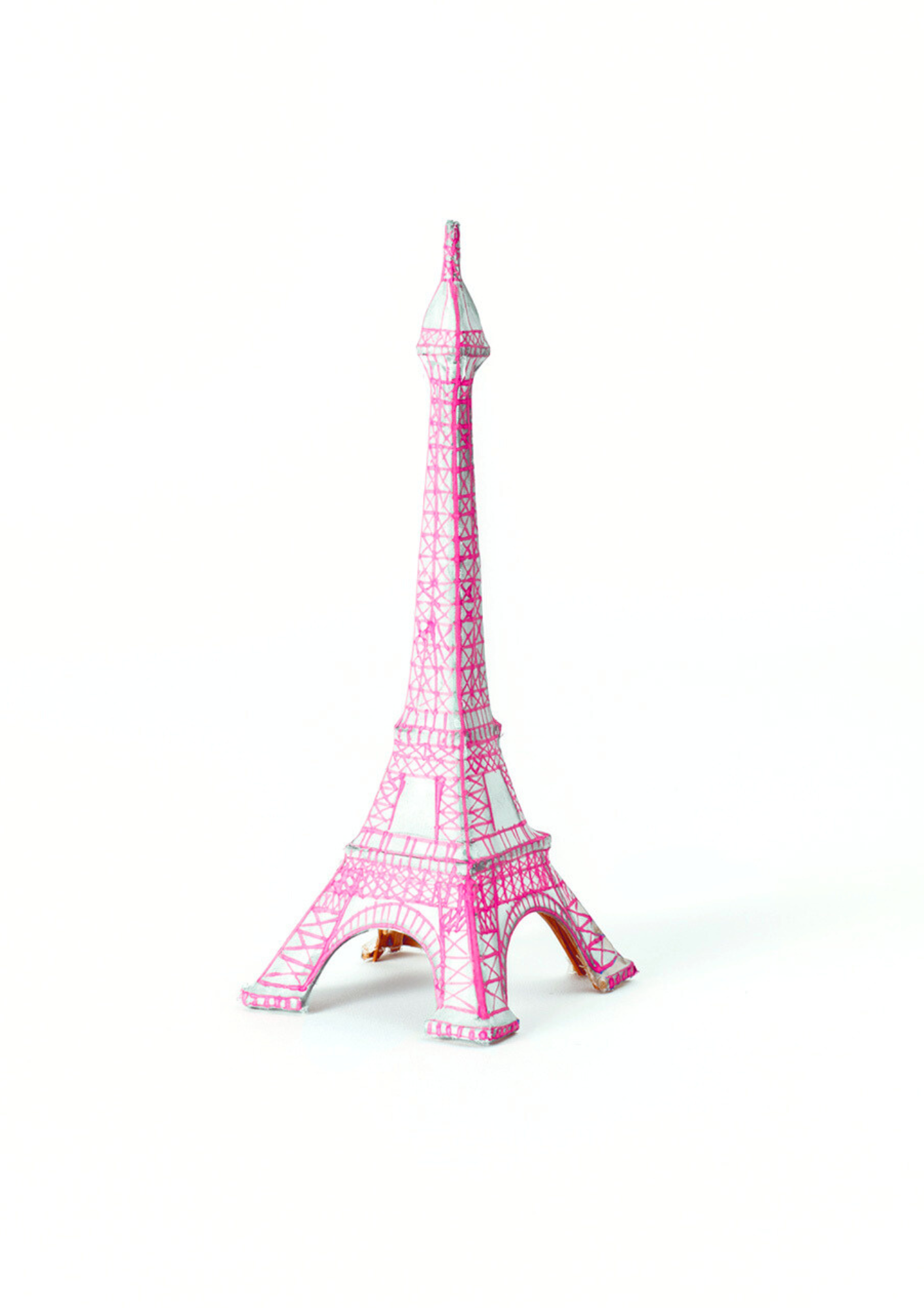 Tour Eiffel rose en bambou et soie