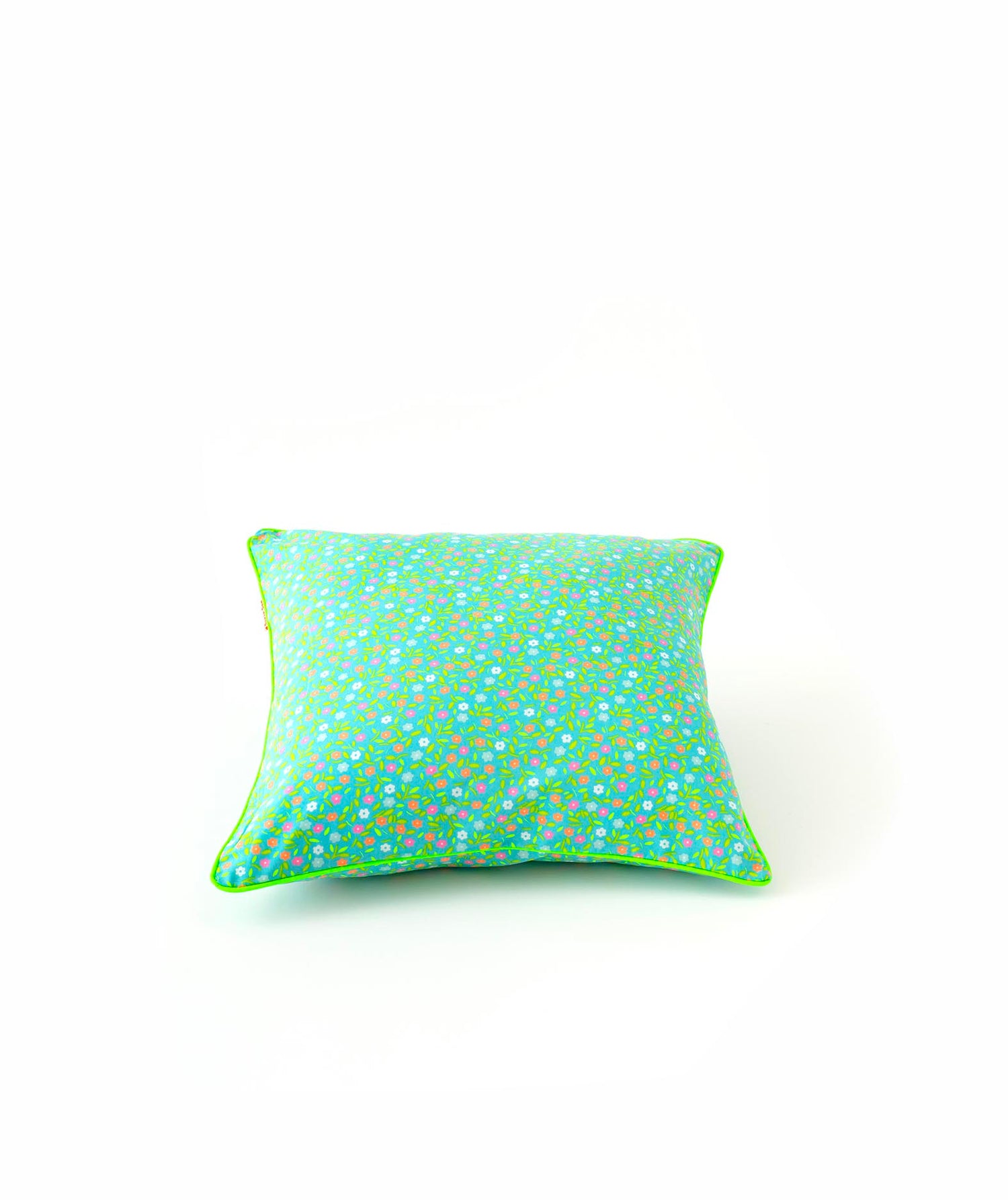 Coussin carré 3 boutons Peace and Love azur Petit Pan