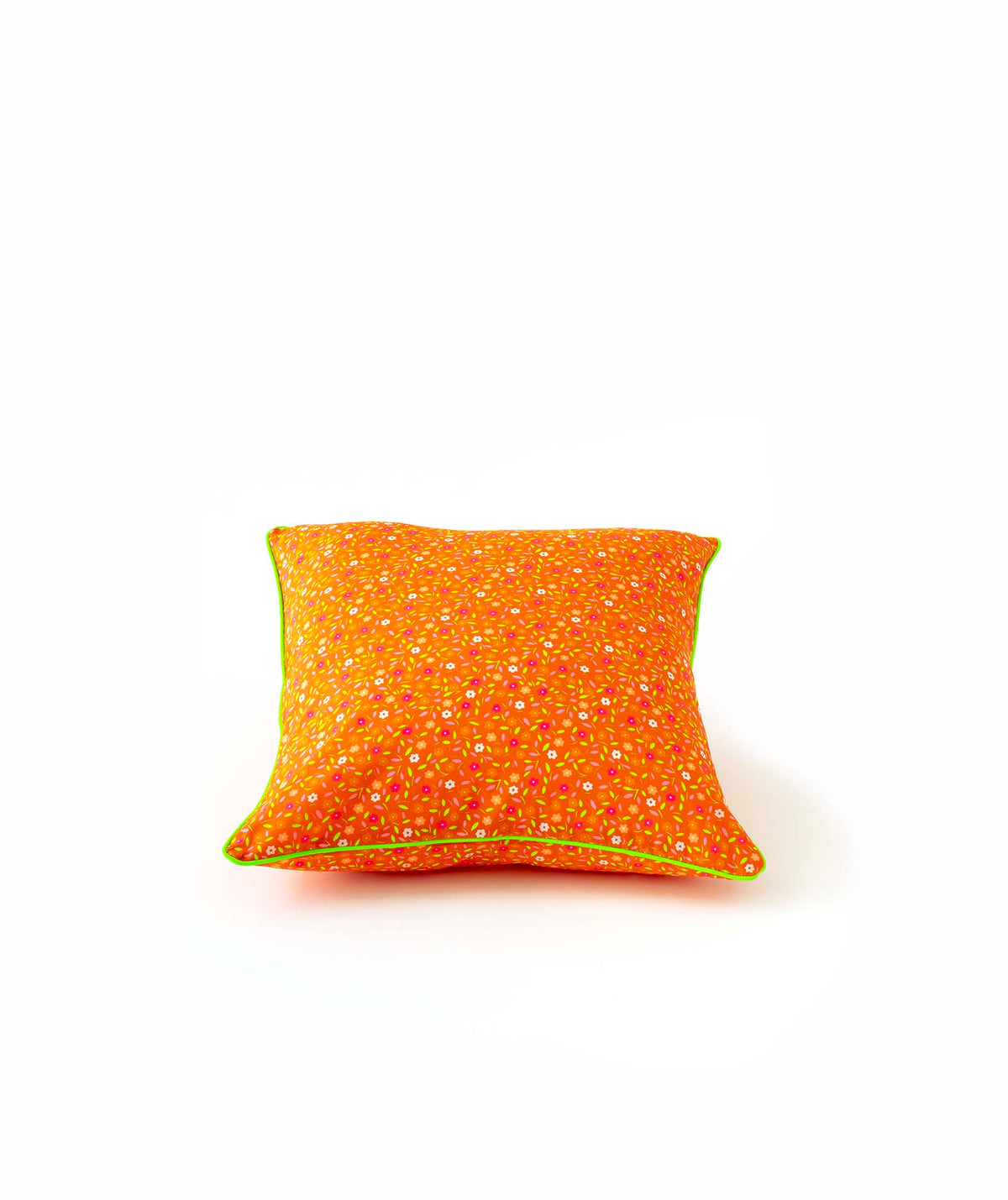 Coussin carré 3 boutons Peace and Love orange Petit Pan