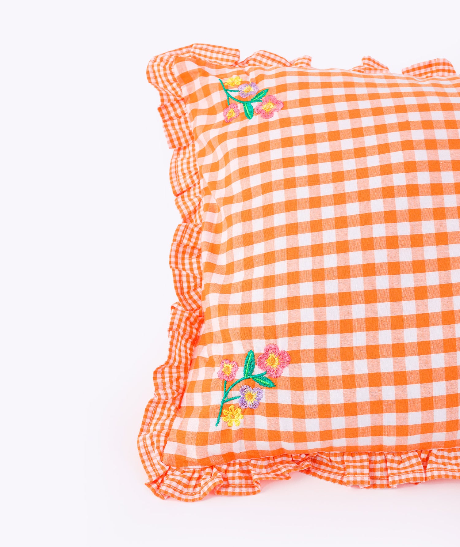 Margherita orange ruffled cushion