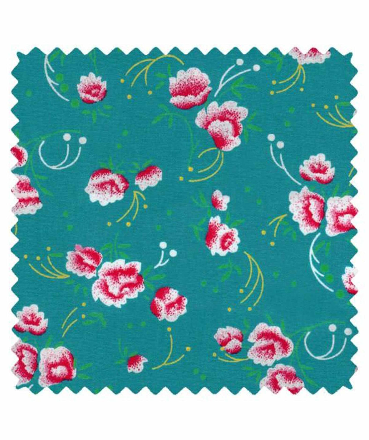 Coton imprimé Pivoine turquoise Petit Pan